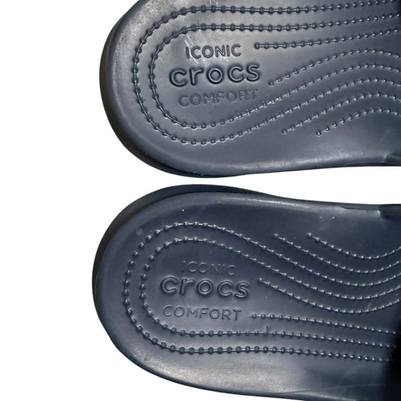 Navy crocs slides in excellent like-new condition. Men’s sz 9 or women’s sz 11. - Picture 4 of 6